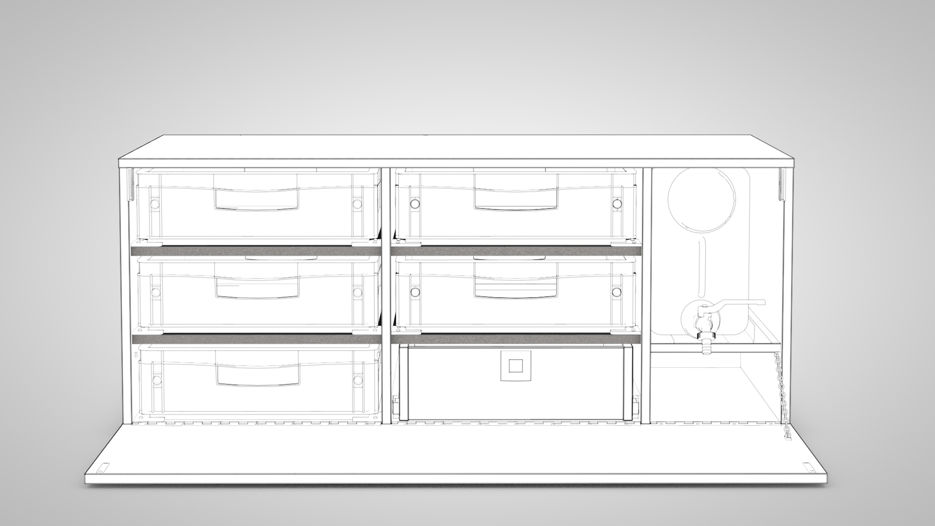 Eurobox Camping Küchenmodul mit Kühlbox und Frontklappe für